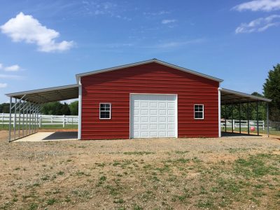 Metal Garage with Lean to's